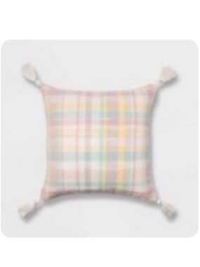 Target Spritz Pastel Plaid Easter Tassel Throw Square Pillow - Multi